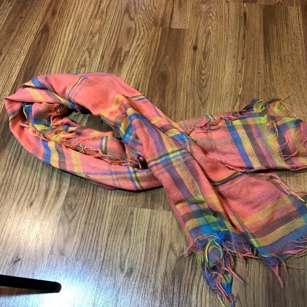 Salmon, Yellow & Blue Scarf